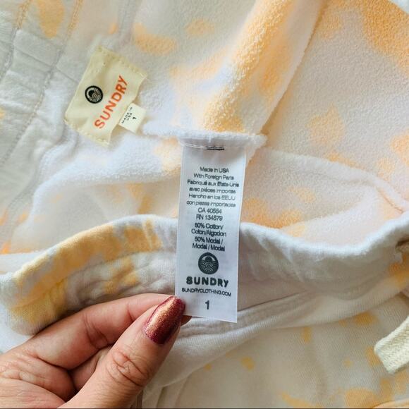 Sundry Women's Orange Tie Dye White Drawstring Shorts size 1 / Small - Picture 4 of 10